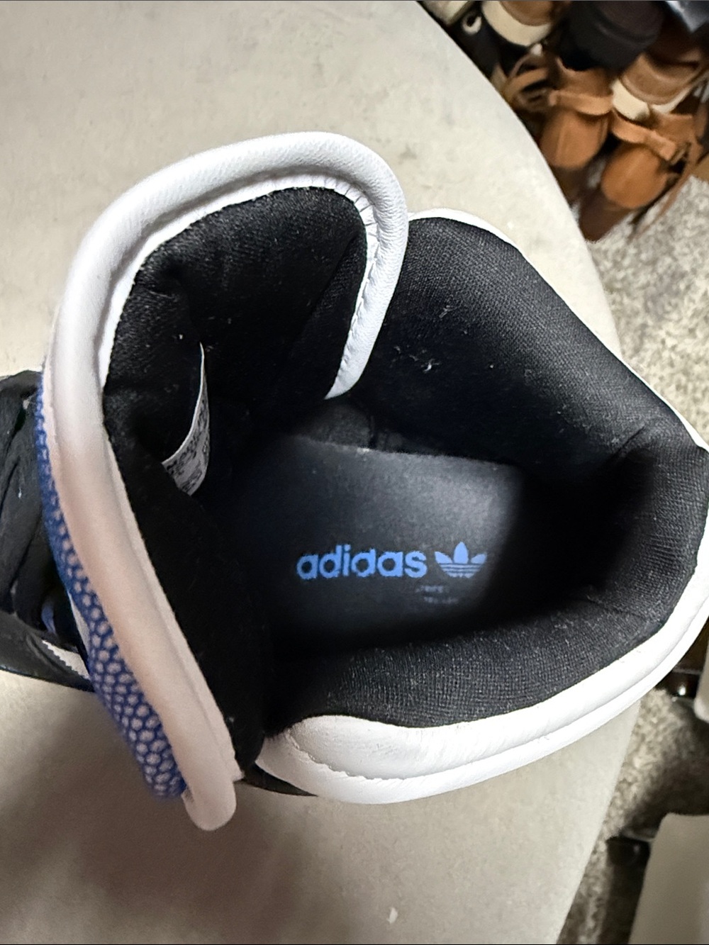 adidas High-Top Wedge Sneakers in Blue, Black, and White - Picture 7 of 7